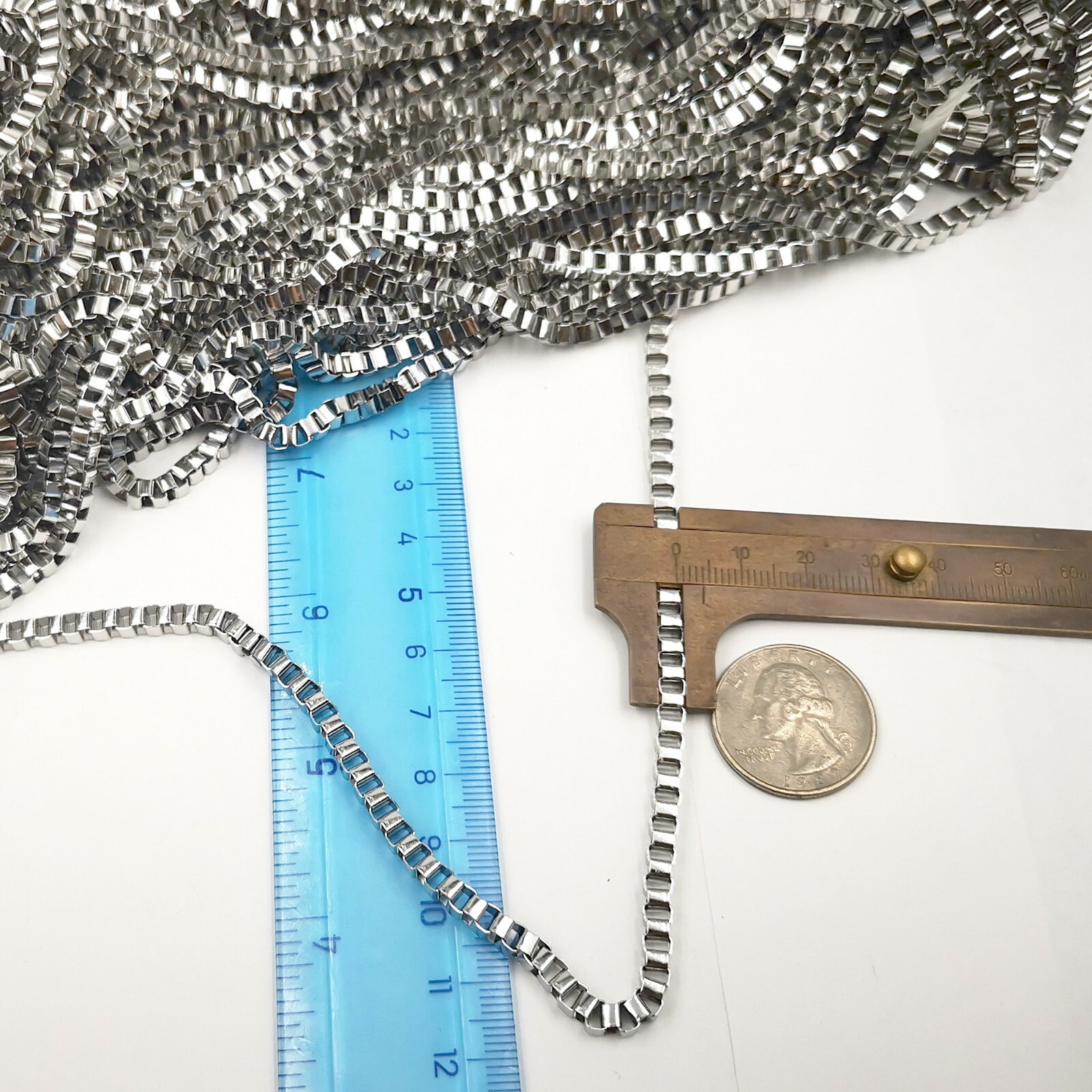 10meter 1.5-4mm Silver Box Link Chain Stainless steel Jewelry Findings Chain DIY