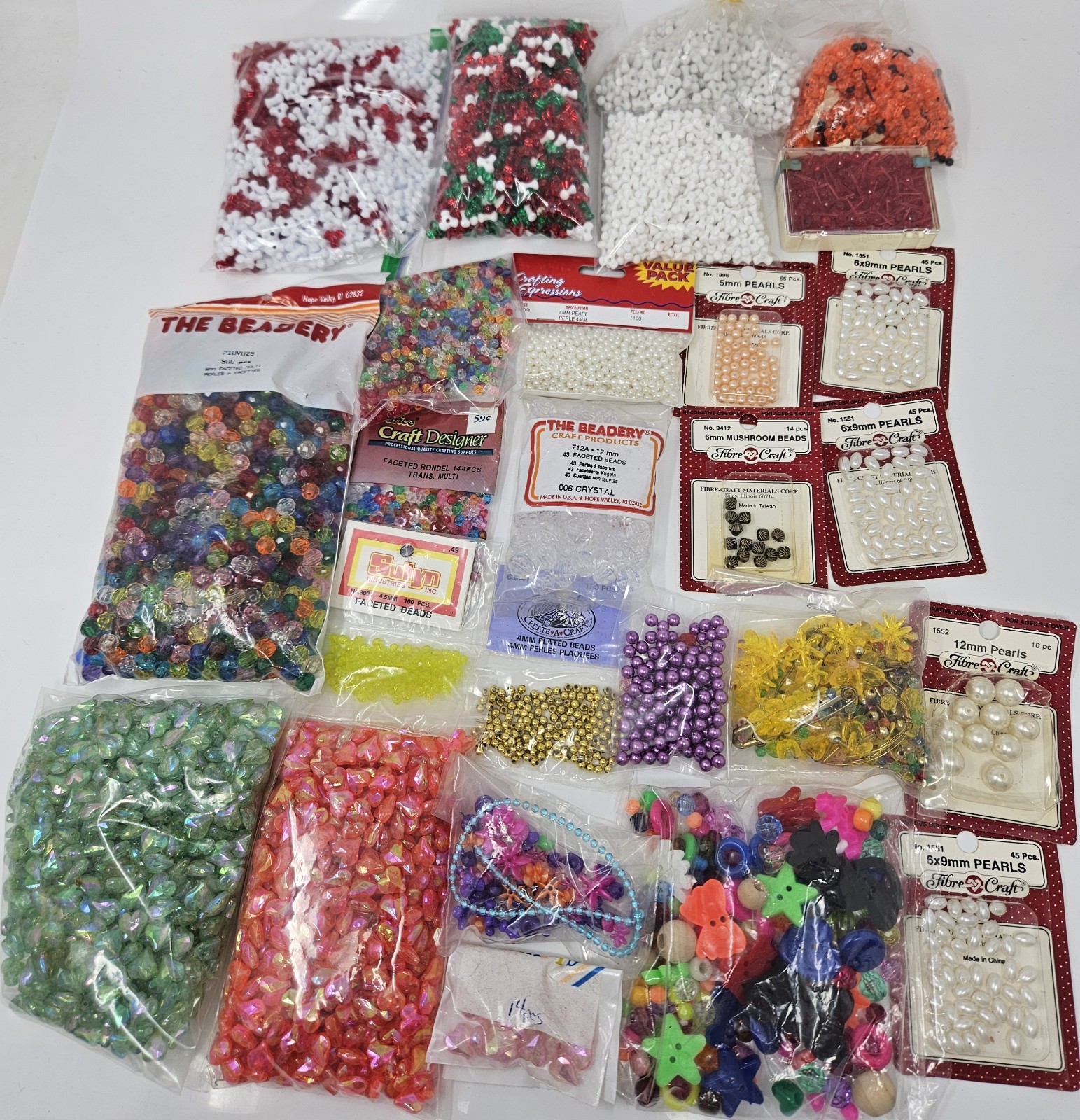 Lot of Assorted Plastic Faceted Tri Beads Kids Jewelry Making Crafts Beading