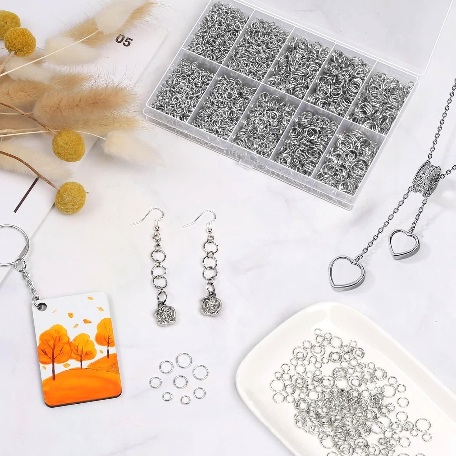 4600 Pcs Stainless Steel Open Jump Rings for Jewelry Making DIY Crafts Necklaces