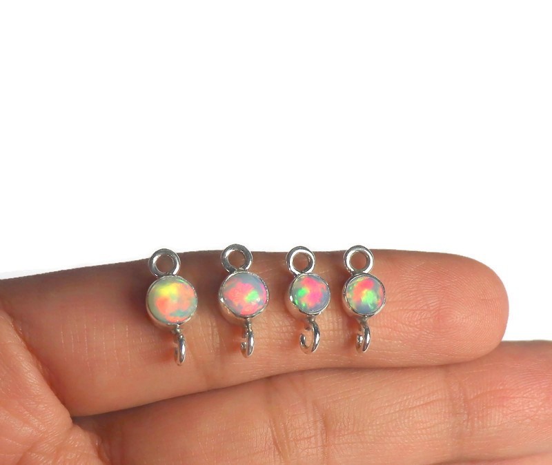 sterling silver fire opal connector for bracelet making jewelry links with opal