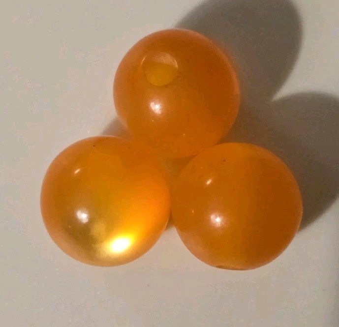 7 Pc Lot Vintage Lucite Acrylic Beads Cabs Dragon, Orange Moonglow Art Deco Rare