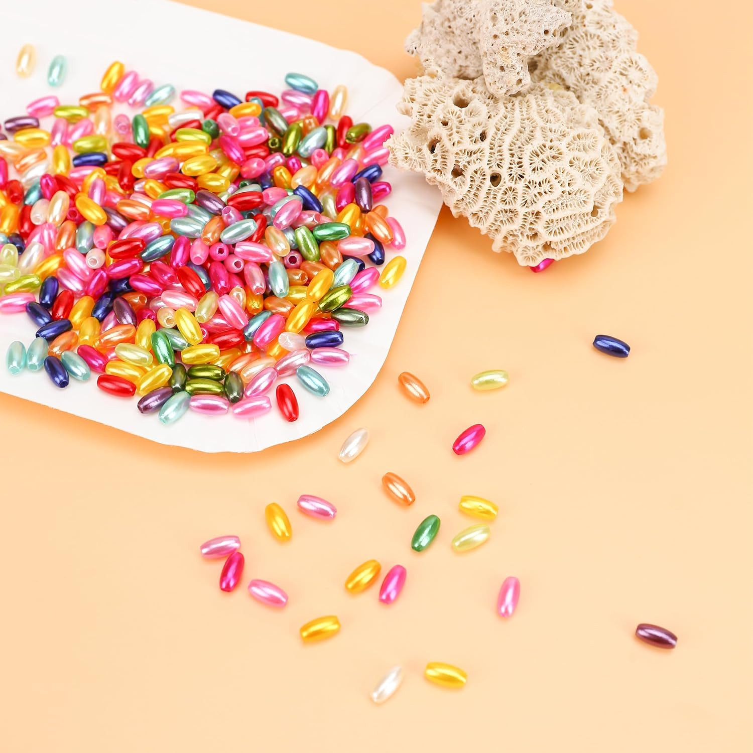 400Pcs/Lot New 0.15 X 0.31Inch Oat Rice Shape Beads Oval Loose Beads with 0.05In