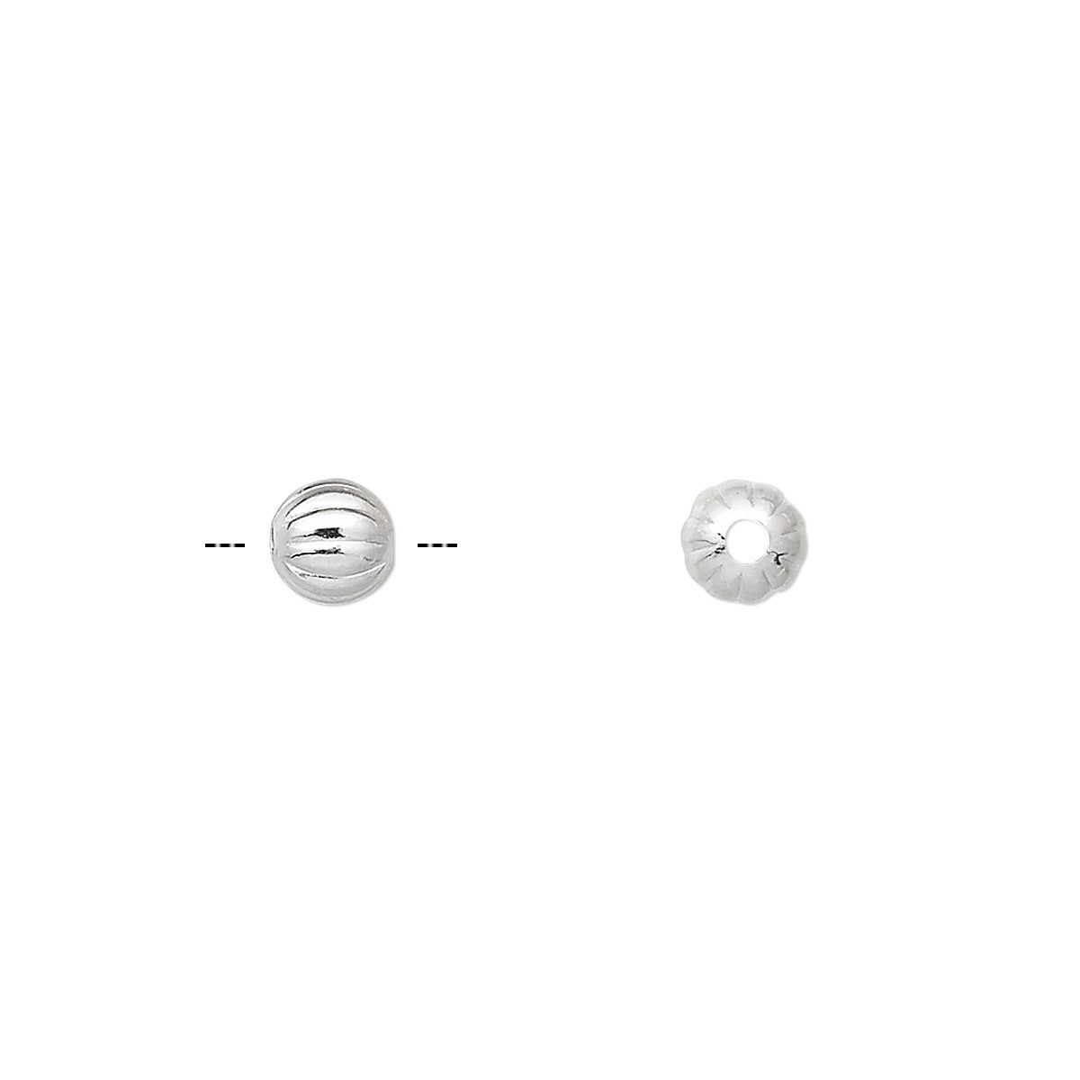 Bead, 100 Silver Plated Brass 5mm Corrugated Round Beads with 1.2mm Hole