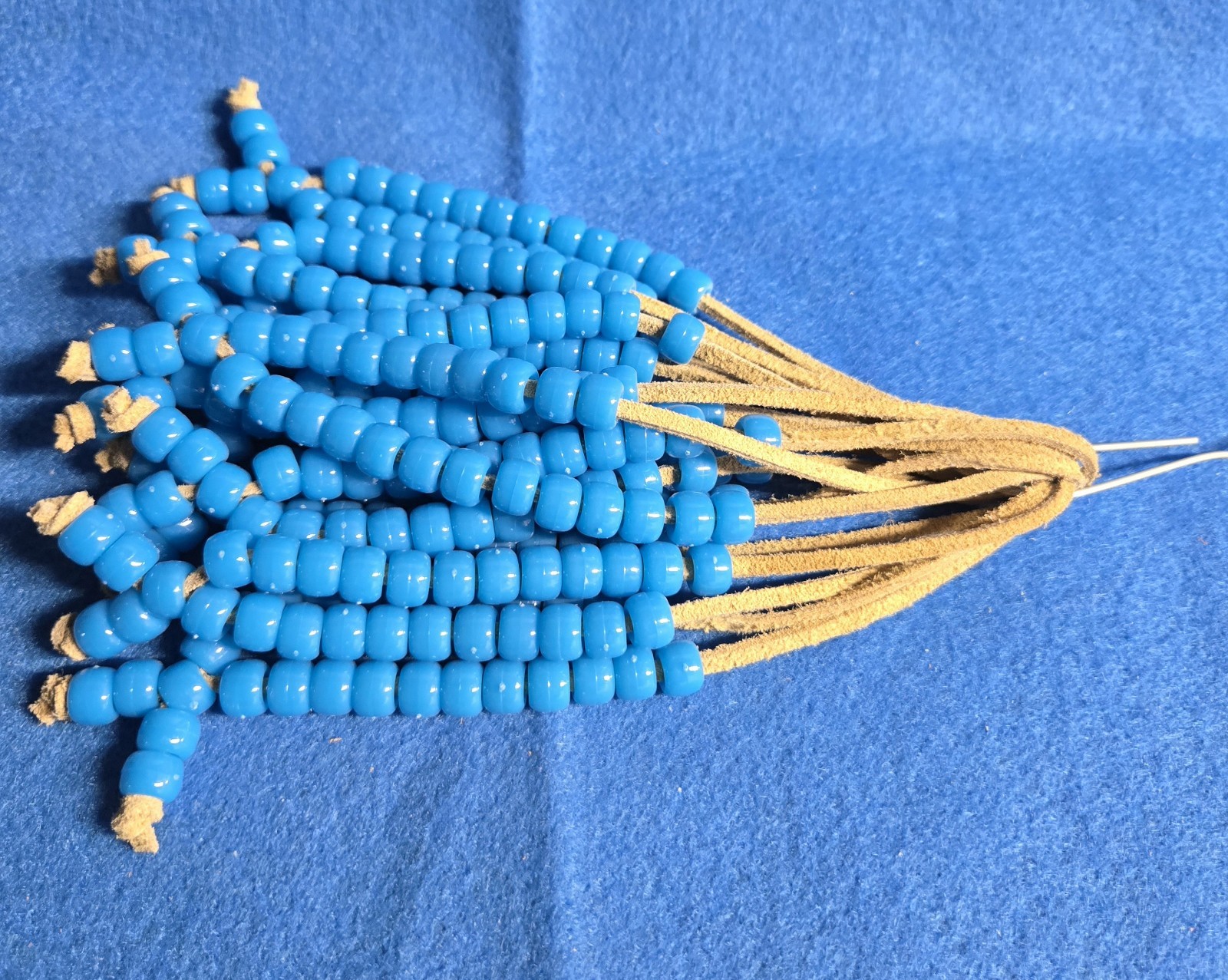 Worry Beads, Leather cord, Hand Made, Bracelets, Pony Beads, 5mm, Sky Blue,Greek