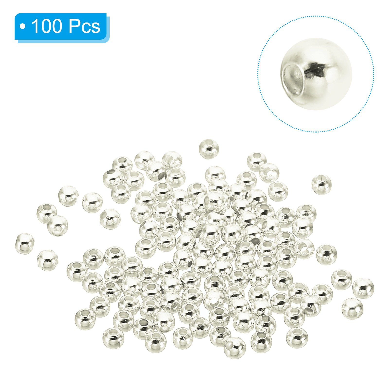100Pcs 4mm Silver Filled Spacer Beads for Jewelry Making