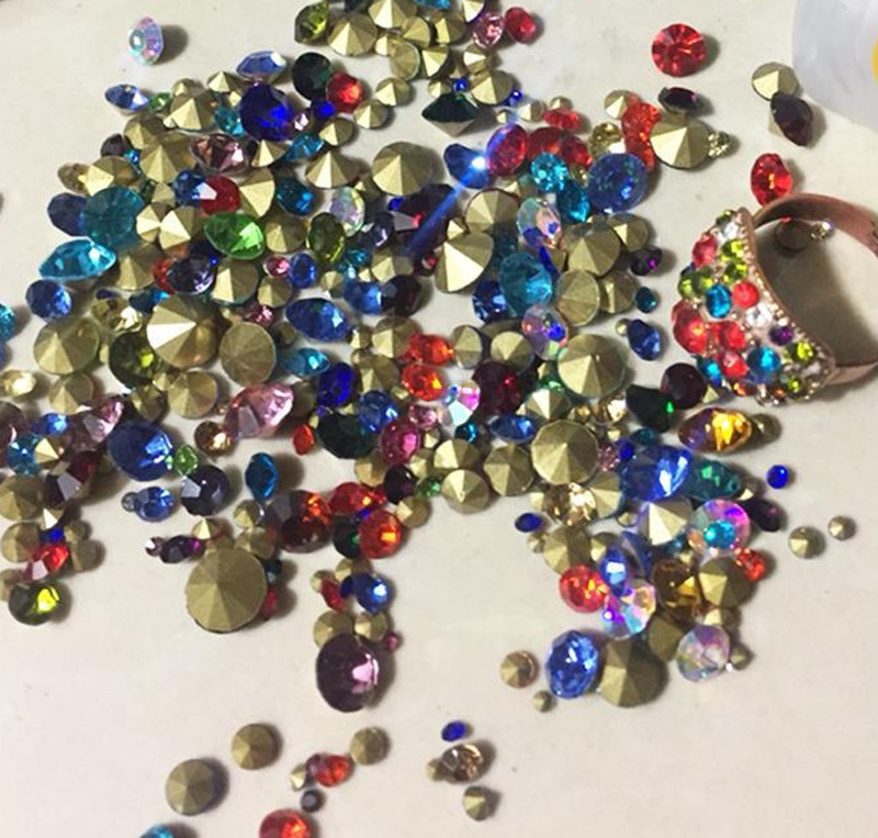 1440pcs ss6-ss28 Mixed Size Round Pointed Back Crystal Glass Rhinestone DIY