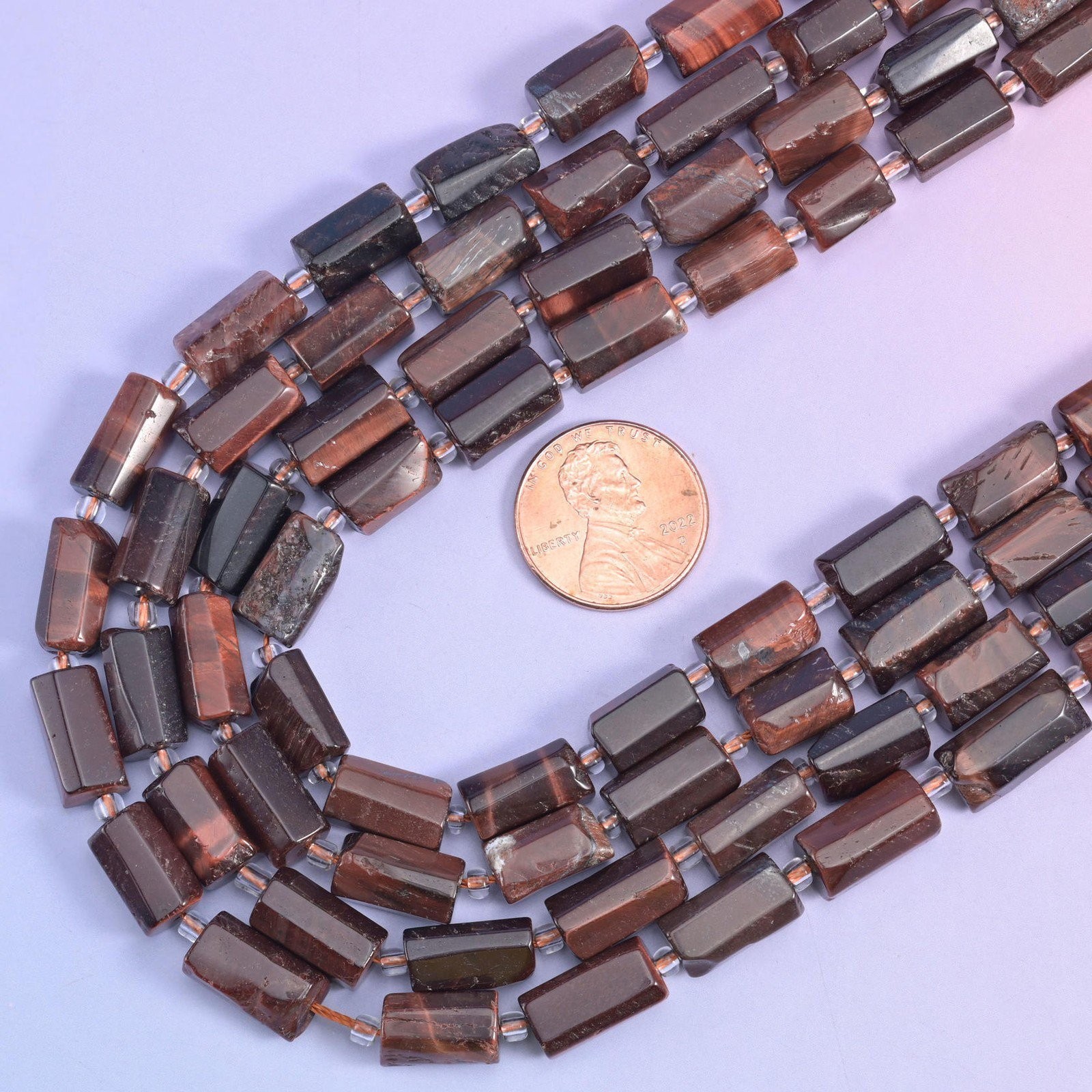 Natural Red Tiger Eye Faceted Tube Beads Size 12x8mm