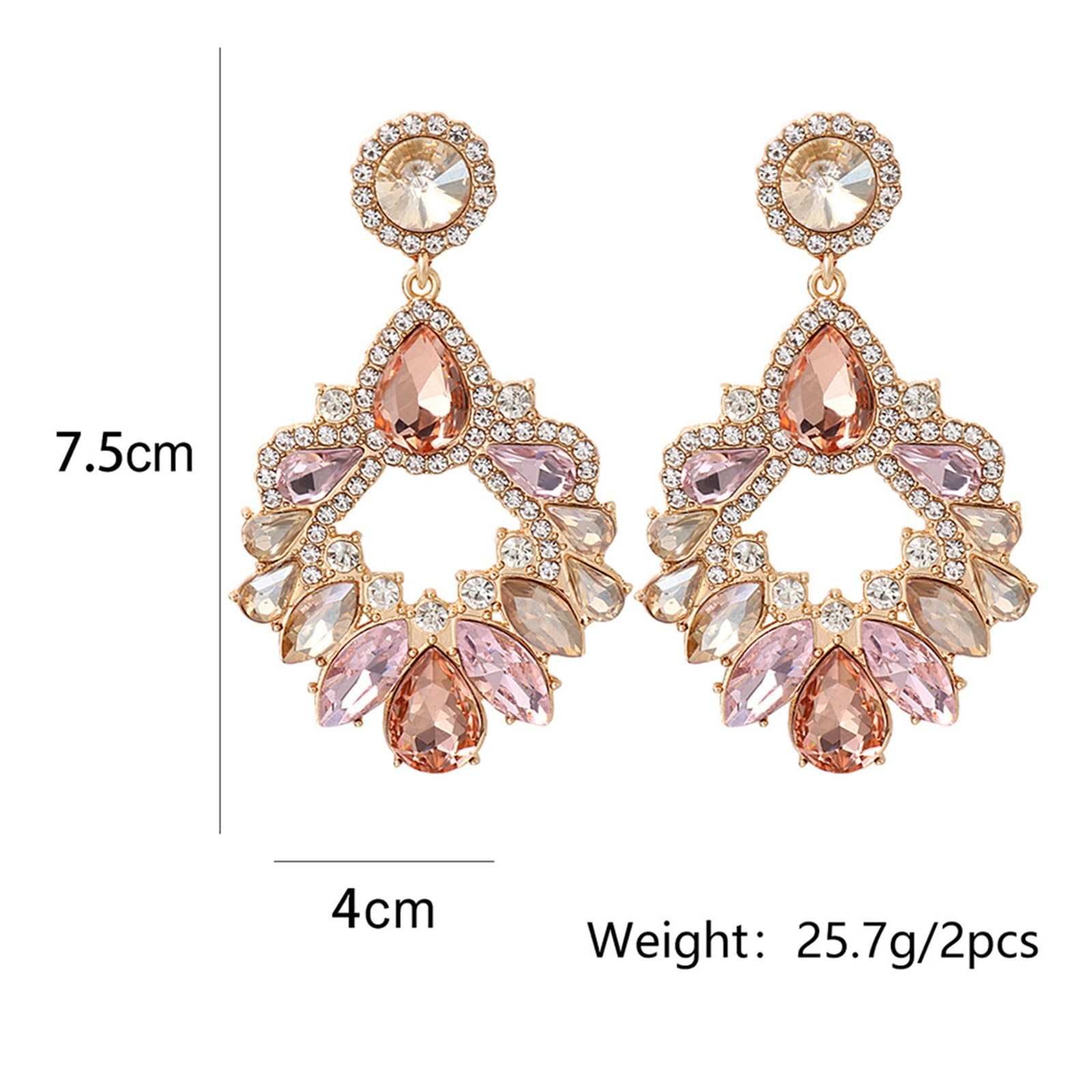 Rhinestone Earrings Dangling for Women Vintage Fancy Cluster Crystal Dangle – 03