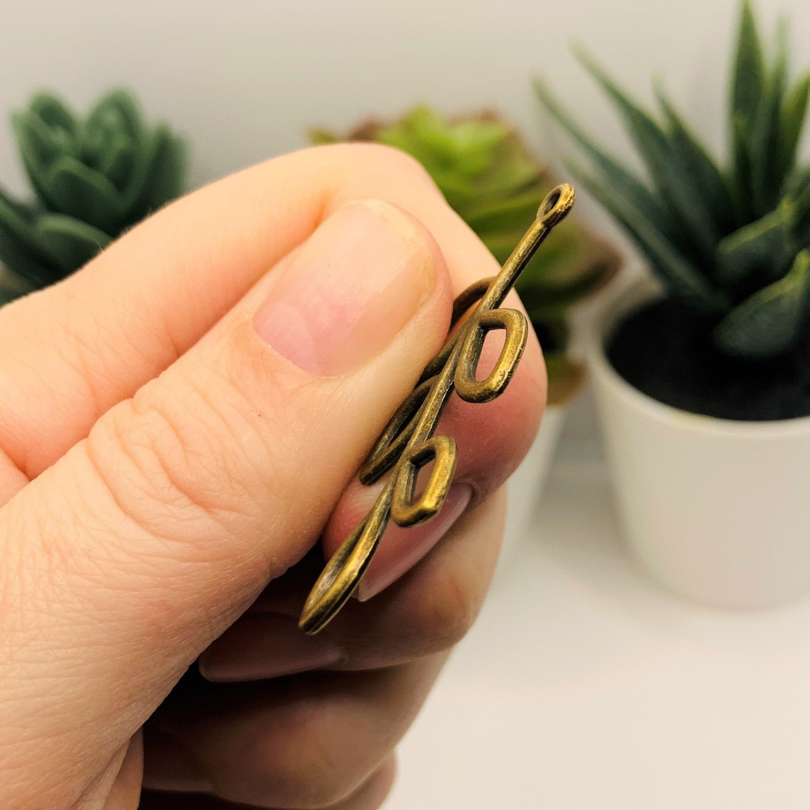 Bronze Tree Branch Charm, Leaf Connector, 42x19mm – US Seller