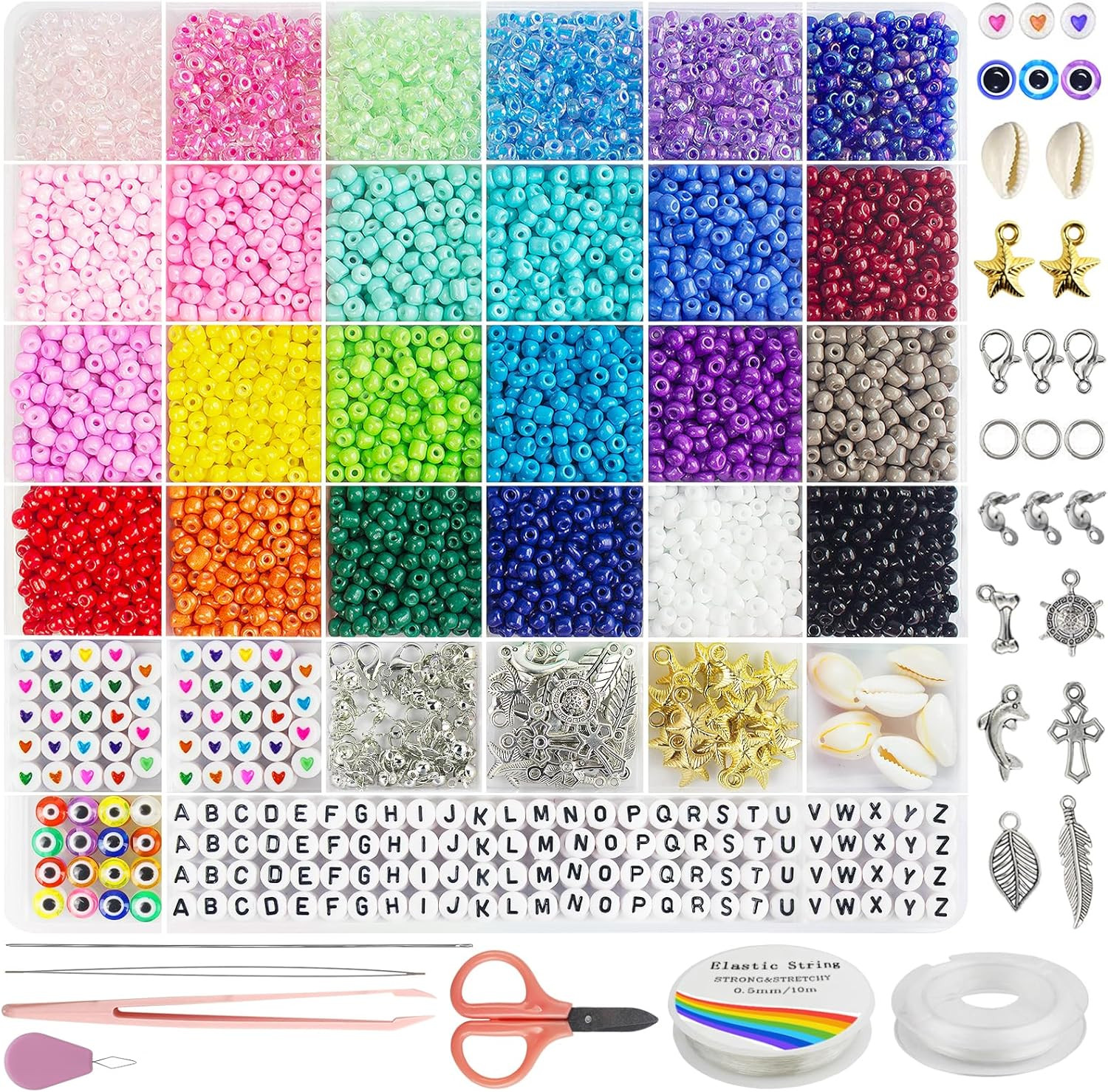 Redtwo 4Mm Glass Seed Beads for Jewelry Bracelet Making Kit, Small Beads Friends