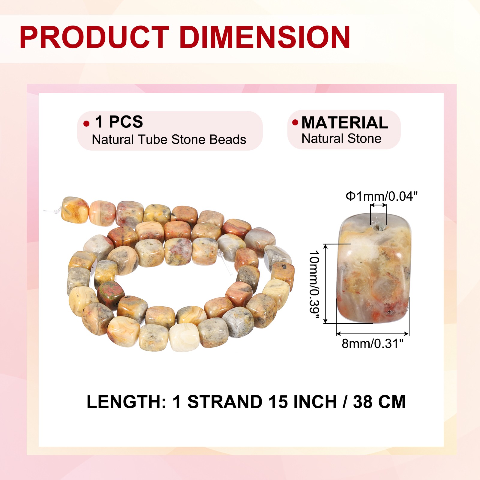 Natural Stone Gemstone Beads 15″ 12x8mm Cuboid Spacer Bead, Brown Grey