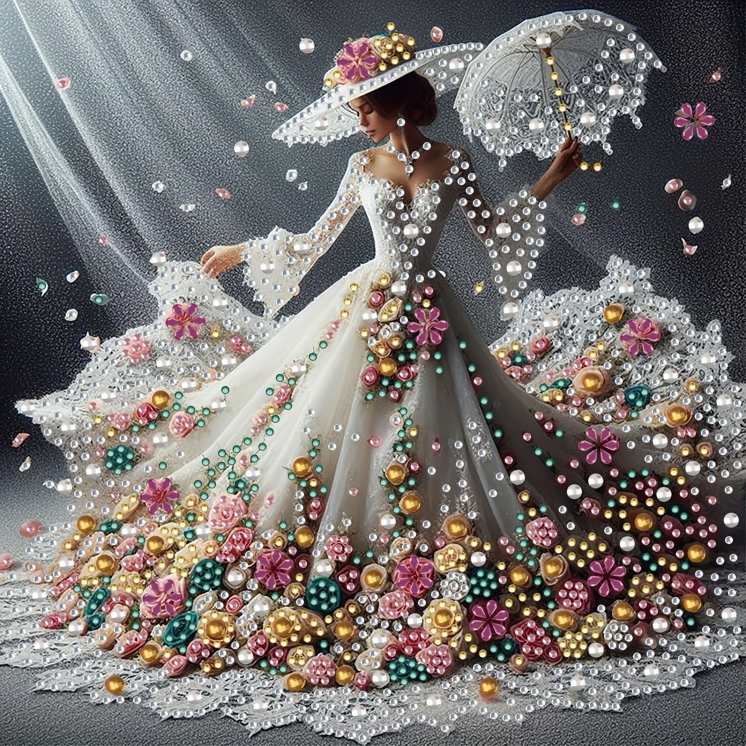 Elegant Lady Special Shape Diamond Art Kits for Adult Beginners, 5D DIY Women Dr