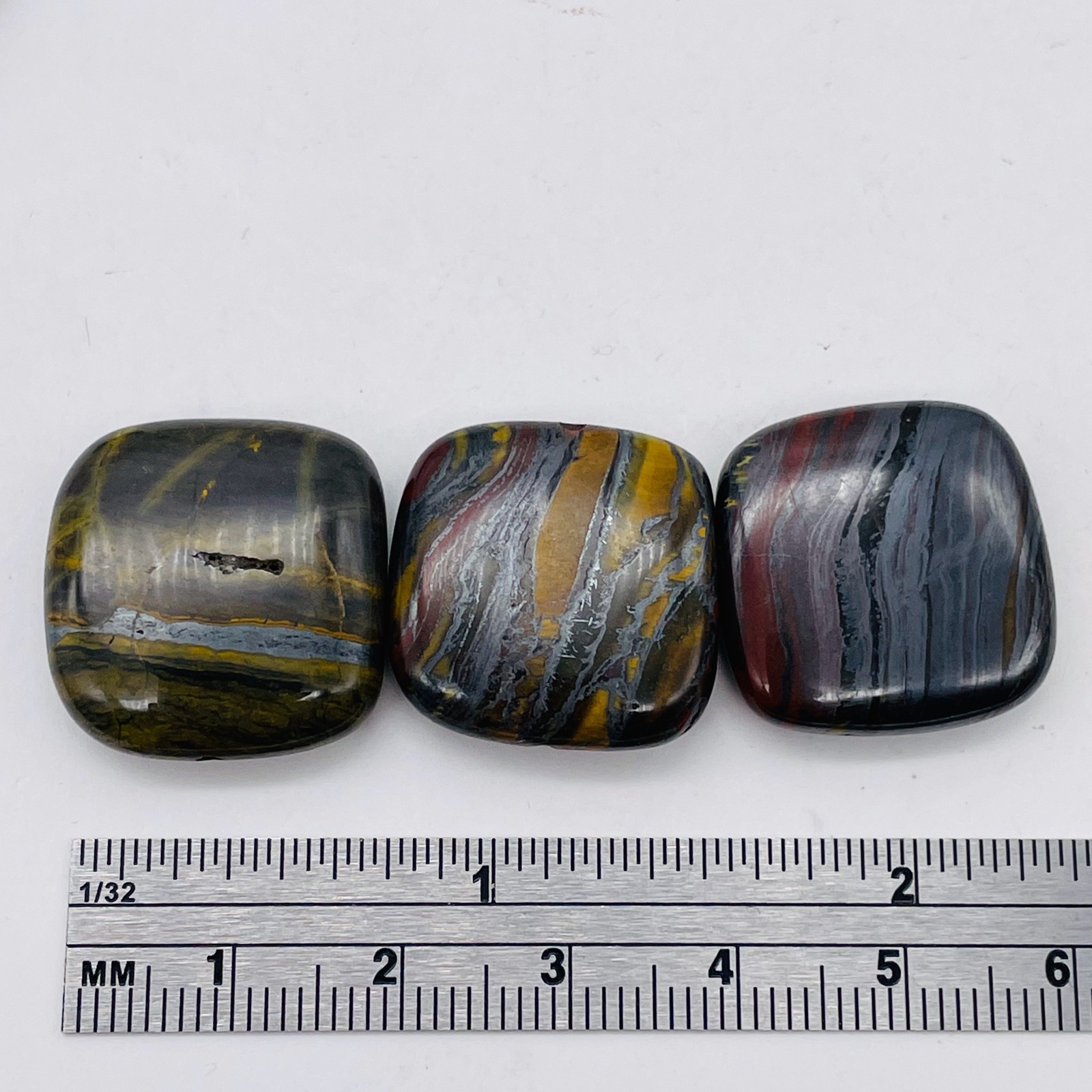 Natural Tiger Iron Square Beads | 20x20x6mm | 3 Beads |