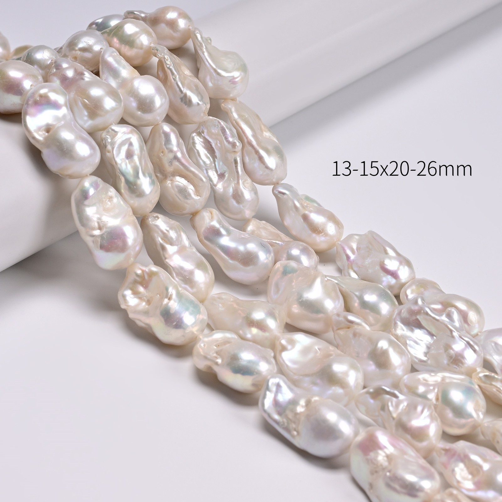 Grade A Natural White Fresh Water Pearl Baroque Beads 13-15×15-20mm 16″ Strand