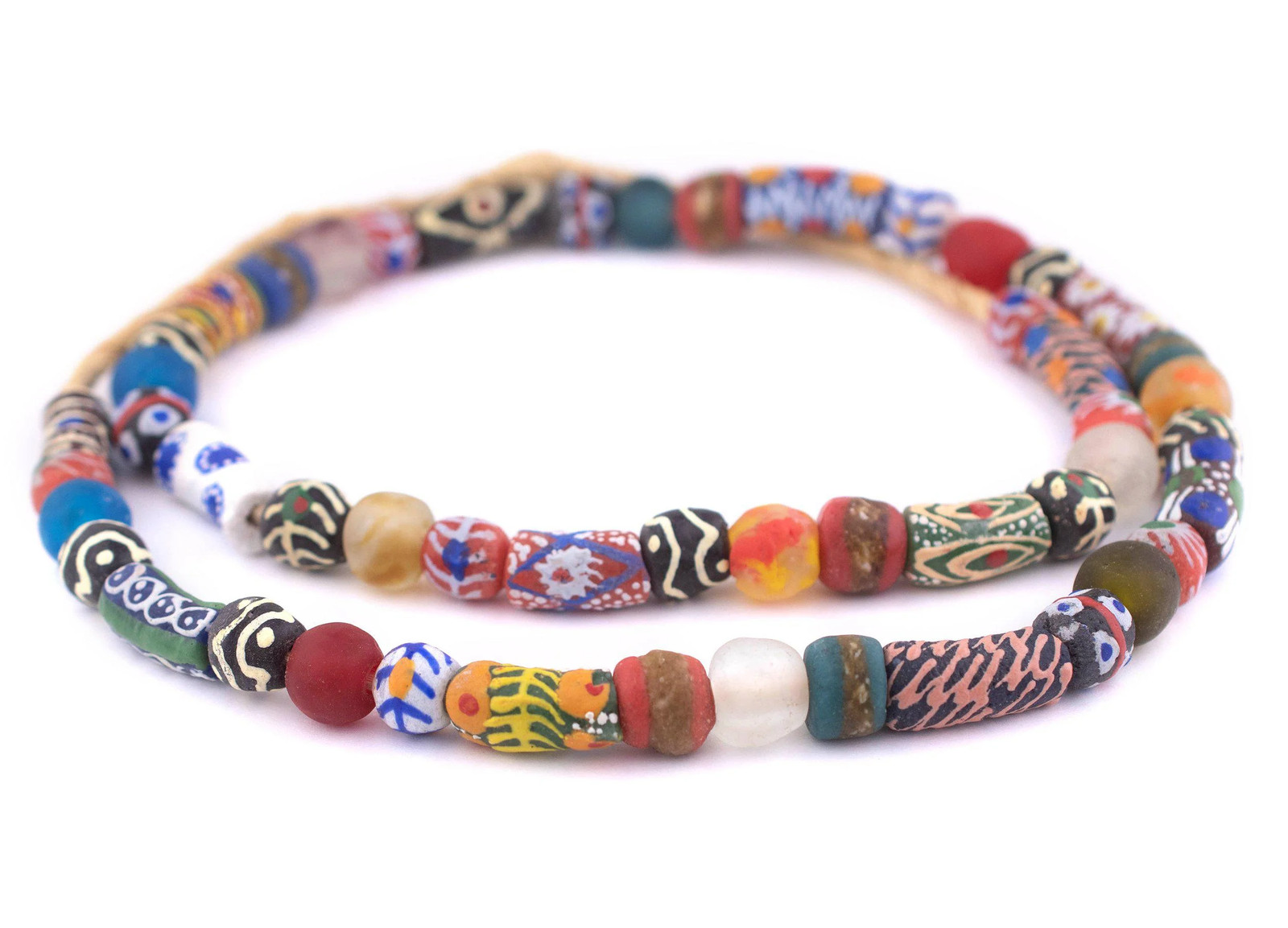 House Medley Krobo Beads 12mm Ghana African Multicolor Mixed Glass Large Hole