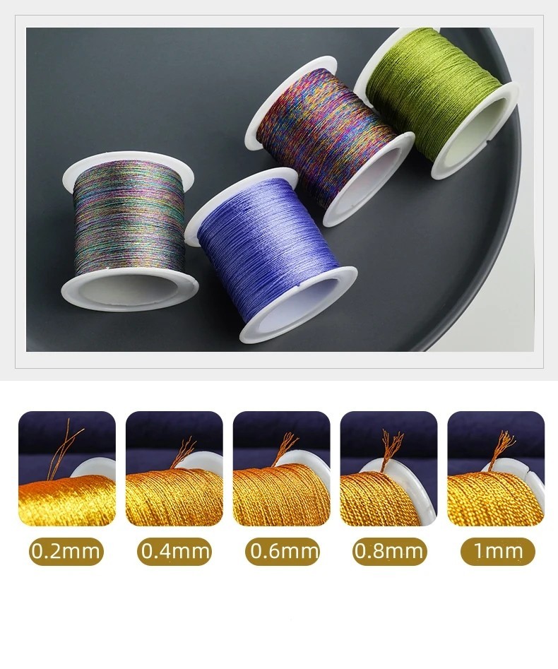 1 Roll 5/100M Nylon Beading Thread Cord Rose Gold Silver DIY Jewelry Making