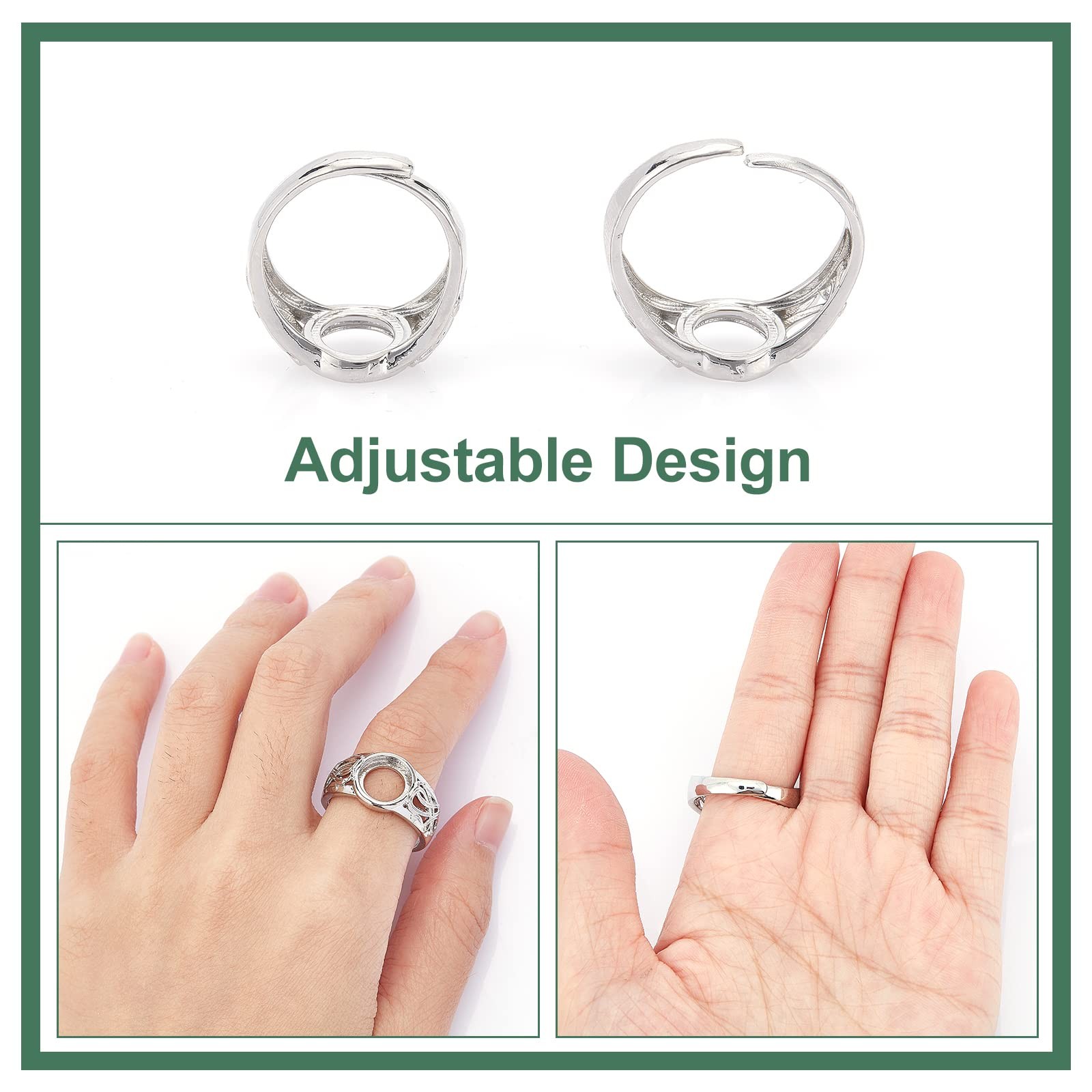 10pcs Platinum Pad Ring Settings Adjustable Brass Ring Shanks Metal Eauropean Ri