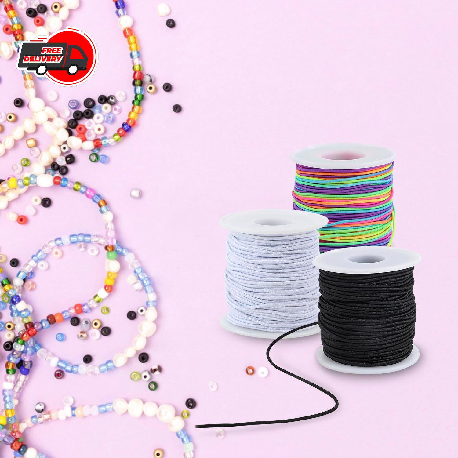 Stretchy String for Bracelets, 2 Rolls (1.0mm) 330 Feet Sturdy Elastic String C