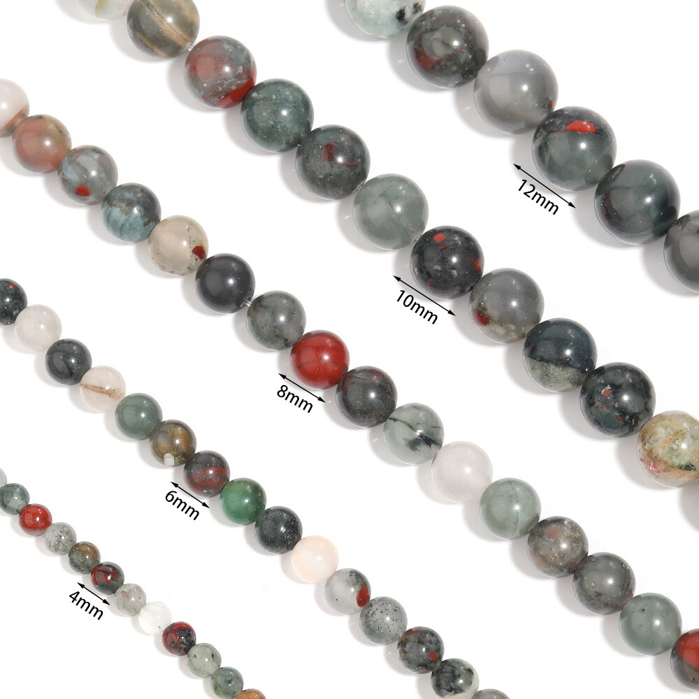 4-12mm Natural Gemstone African Bloodstone Round Spacer Beads for Jewelry Making