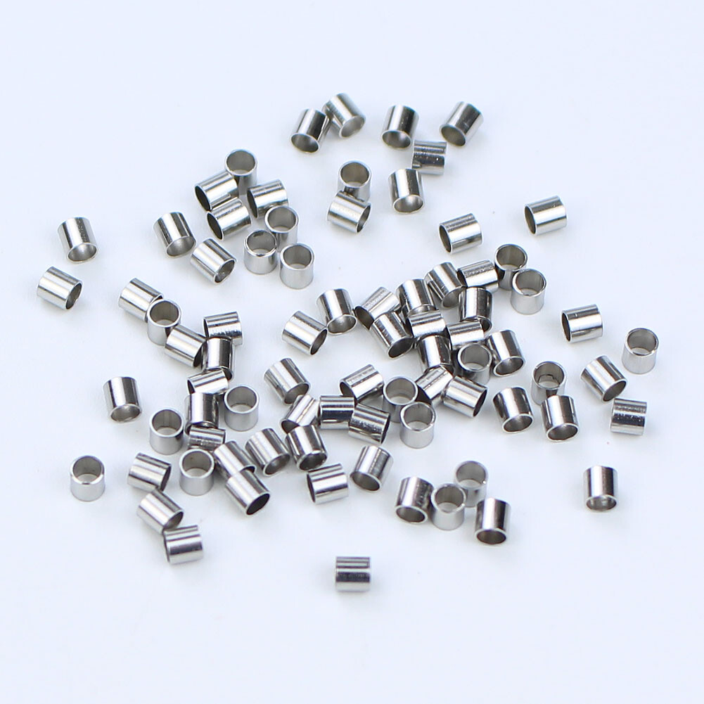 150pcs 1.5 2.0 2.5mm Stainless Steel Tube Crimp End Beads Diy Jewelry Findings