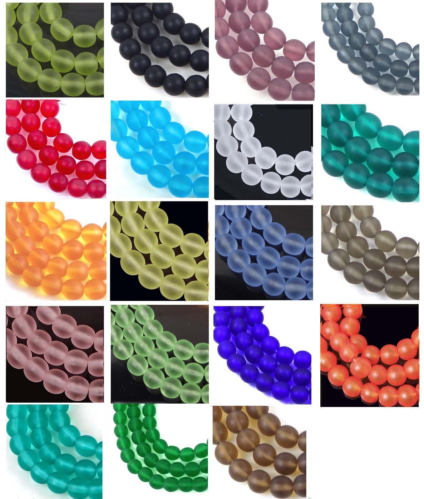 50 Czech Frosted Sea Glass Round Beads – Matte 6mm – choose color