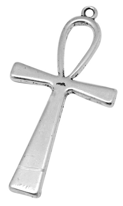 Large Ankh Cross Pendant Antiqued Silver Egyptian Religious 55mm Focal