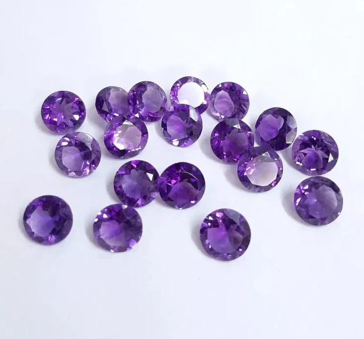 [WHOLESALE] NATURAL AMETHYST FACETED ROUND SHAPE LOOSE GEMSTONE LOT JEWELLERY.