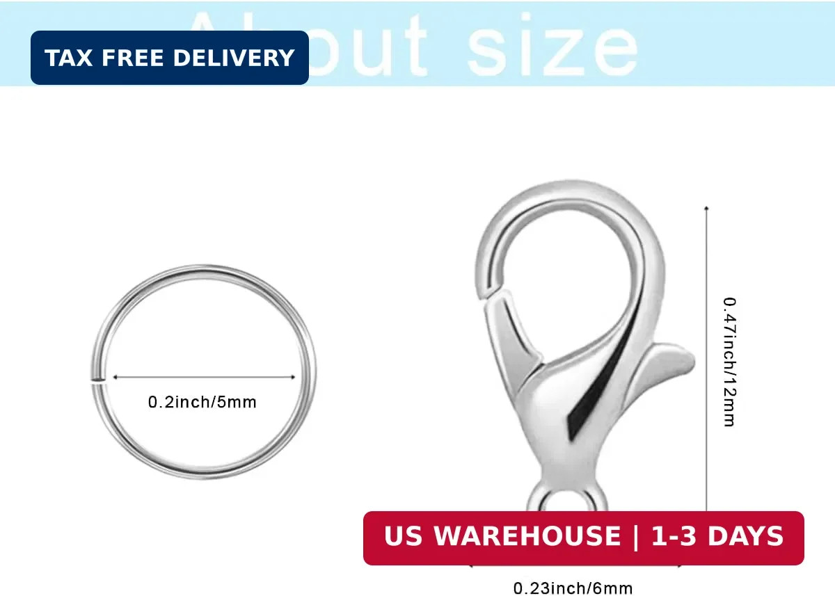 500PCS Stainless Steel Lobster Claw Clasps for Necklace Bracelet Jewelry Making