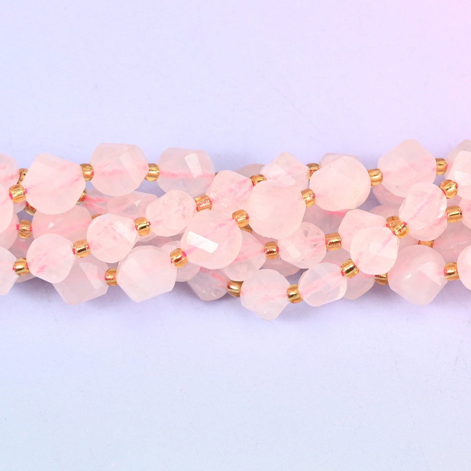 Rose Quartz Faceted Spiral Twist Beads: Size 8mm 10mm, Jewelry Making