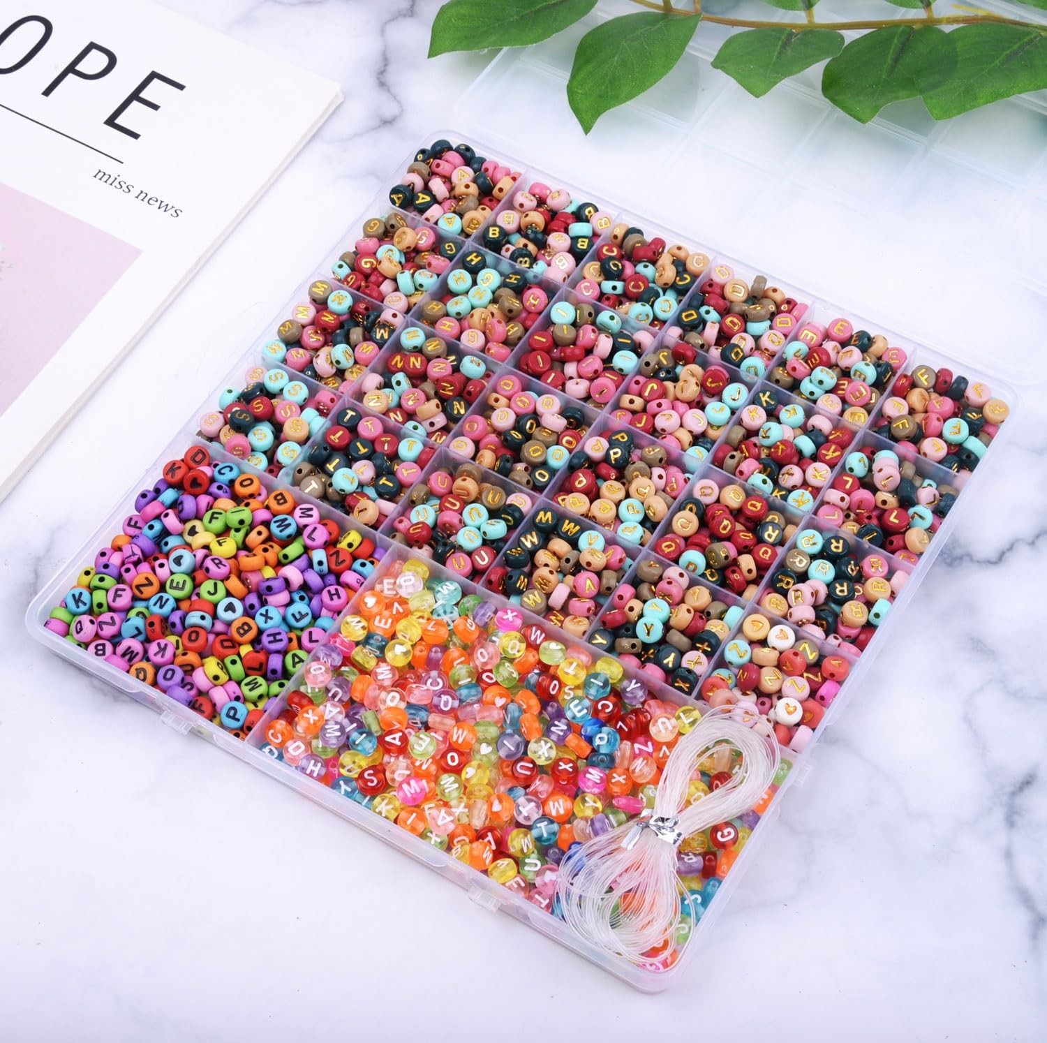 2080PCS Letter Beads,3 Colors A-Z Alphabet Beads for Jewelry Makin