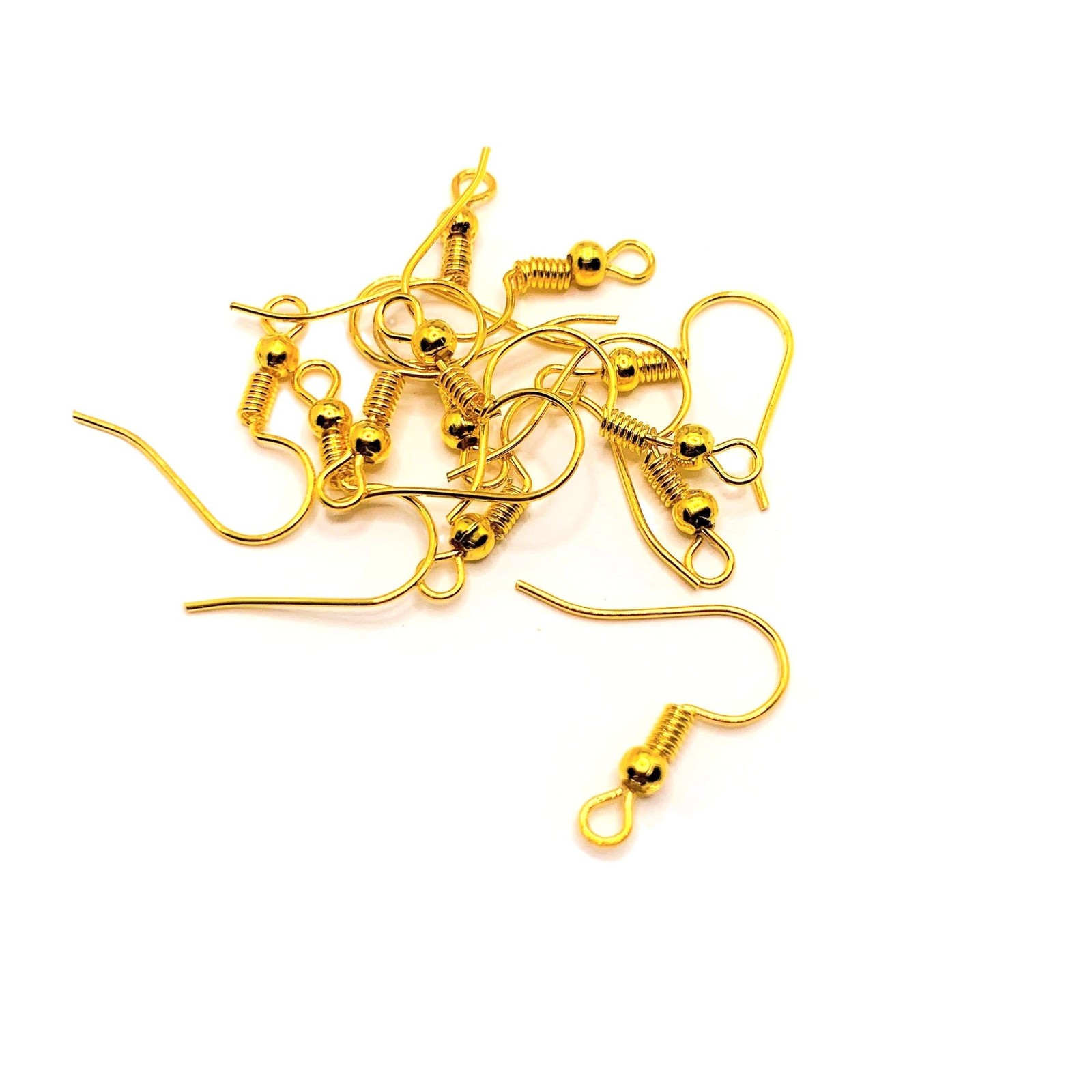 Gold Plated Fish Hook Earring Wires with Spring and Ball, 20x18mm – US Selle