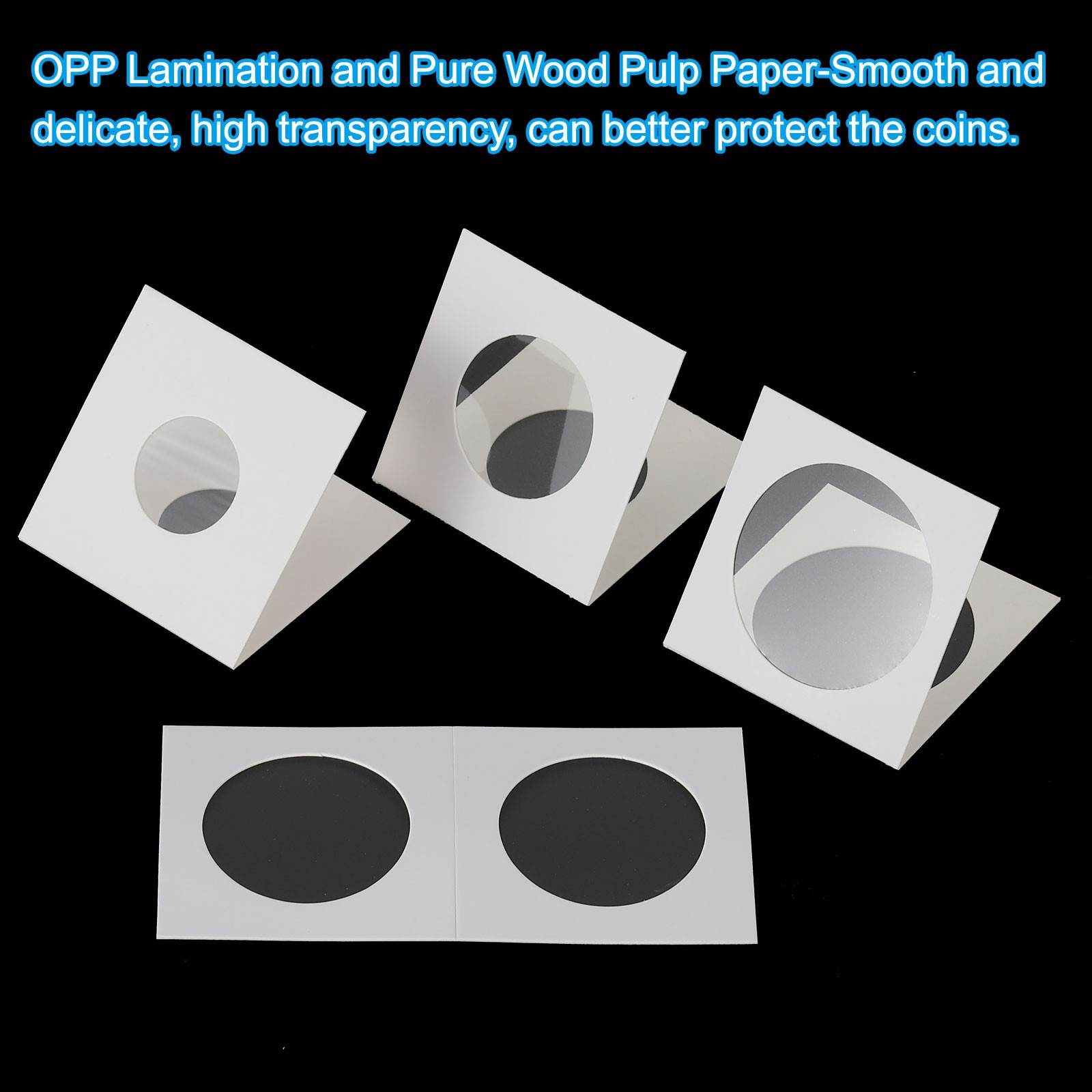2×2 Coin Flips, 100pcs 20.5/25mm Cardboard Coin Holder Paper Coin Holders, White