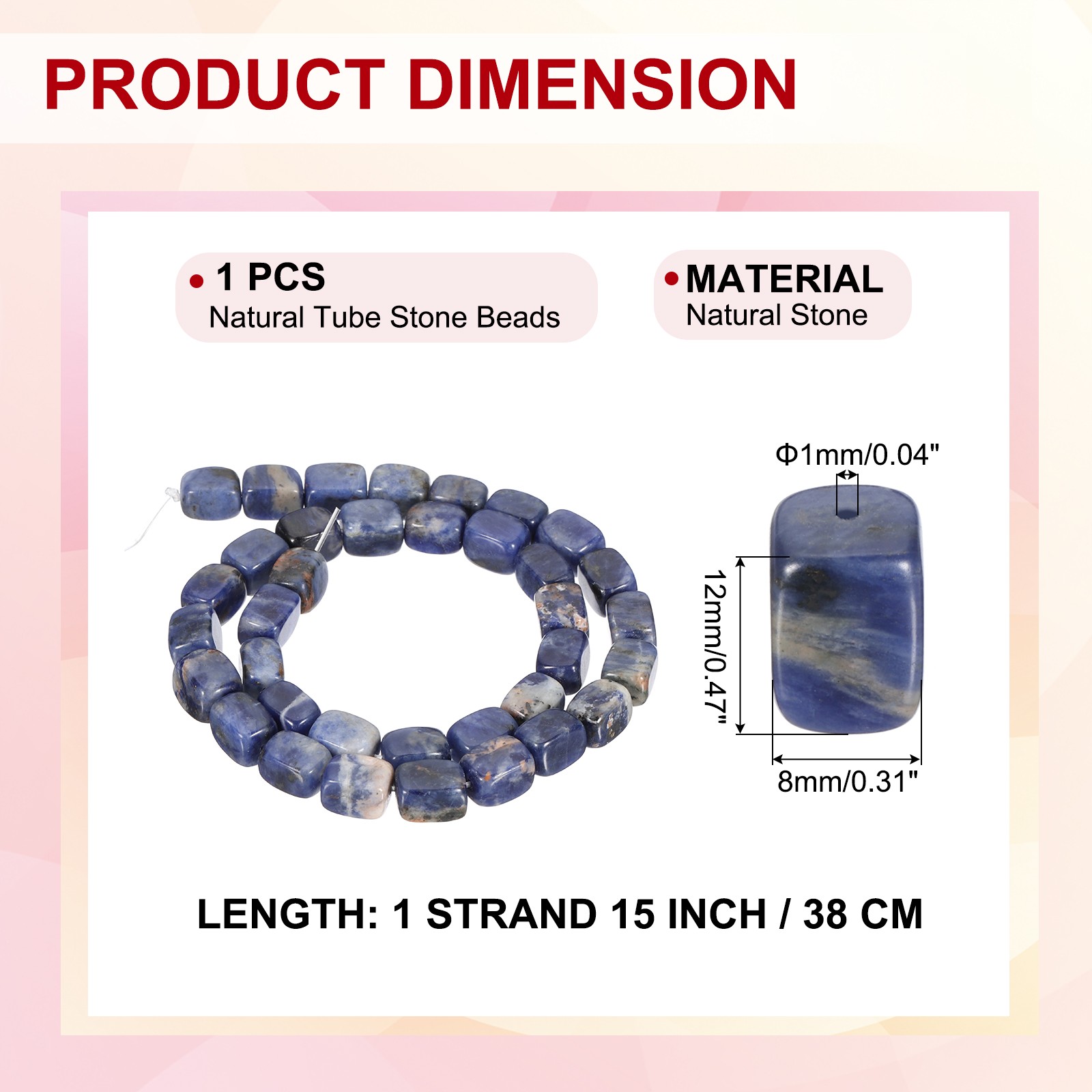 Natural Stone Gemstone Beads 15″ 12x8mm Cuboid Spacer Bead, Indigo Blue