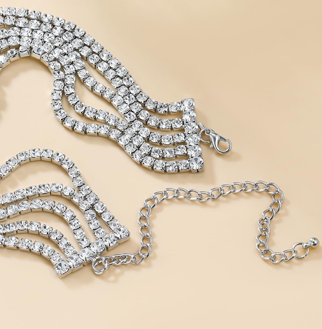 Fashion Prom Shinny Full Rhinestones Circle Choker Necklace Dainty Layered Sexy