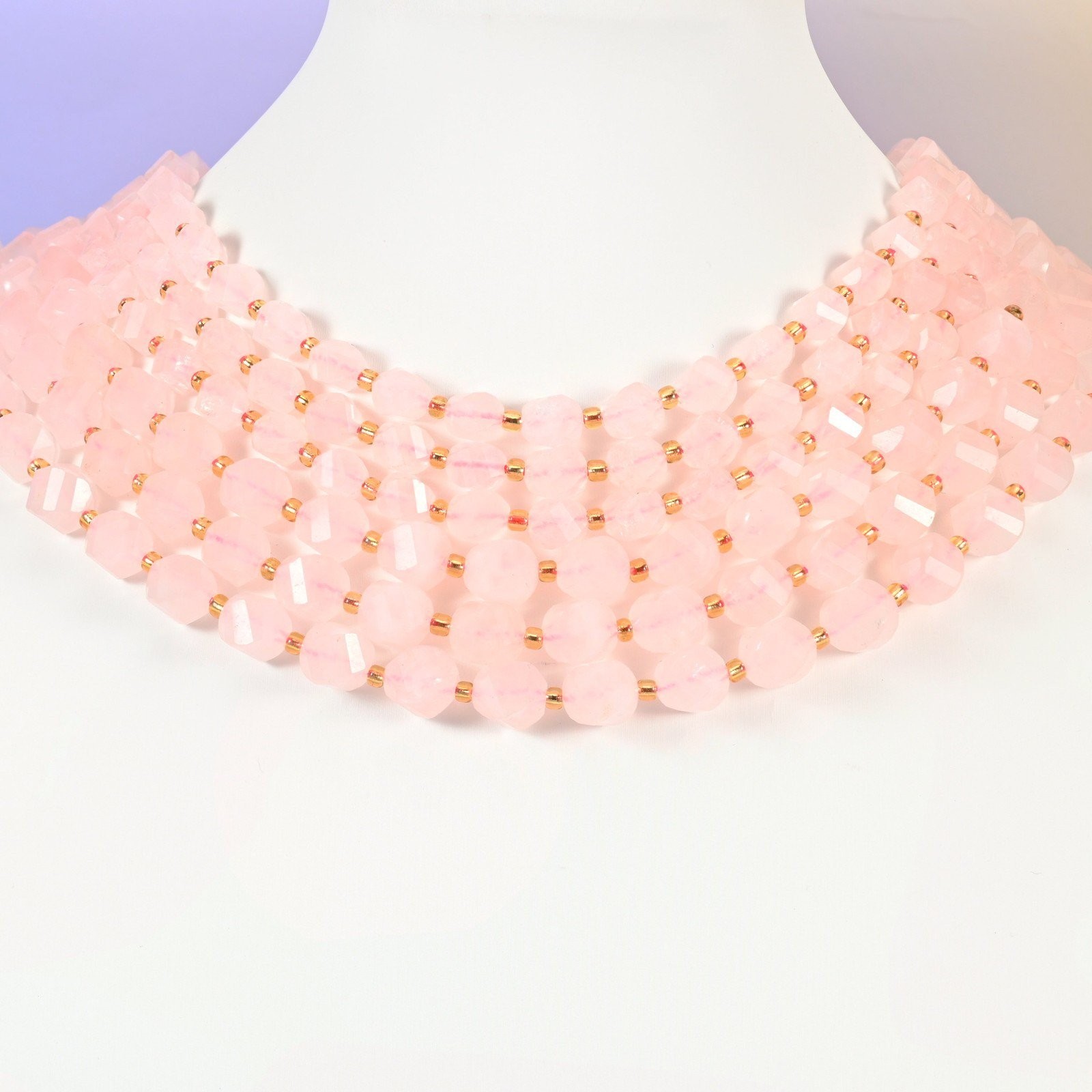 Rose Quartz Faceted Spiral Twist Beads: Size 8mm 10mm, Jewelry Making