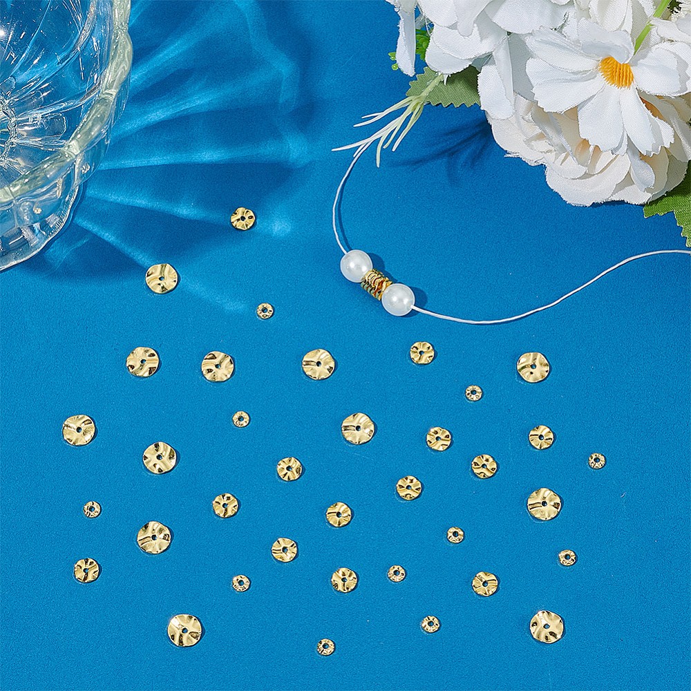 1set 90pcs 3 styles Brass Spacer Beads Flat Round Shape Long-Lasting