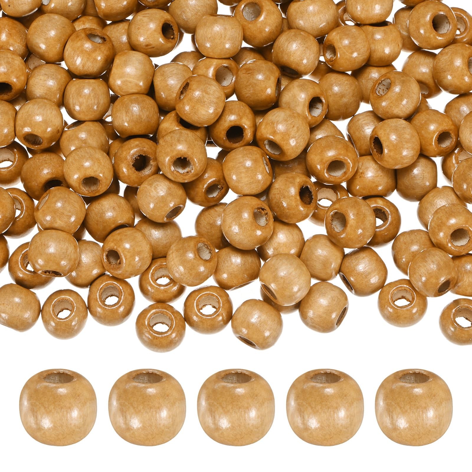 M METERXITY 150-Pack Natural Wood Beads 9x10mm Light Brown Round Loose Spacer…