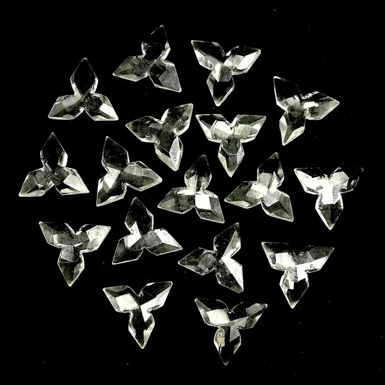 5Pcs Crystal Quartz Ninja Star Carving Beads, Fancy Gemstone Beads, 12mm