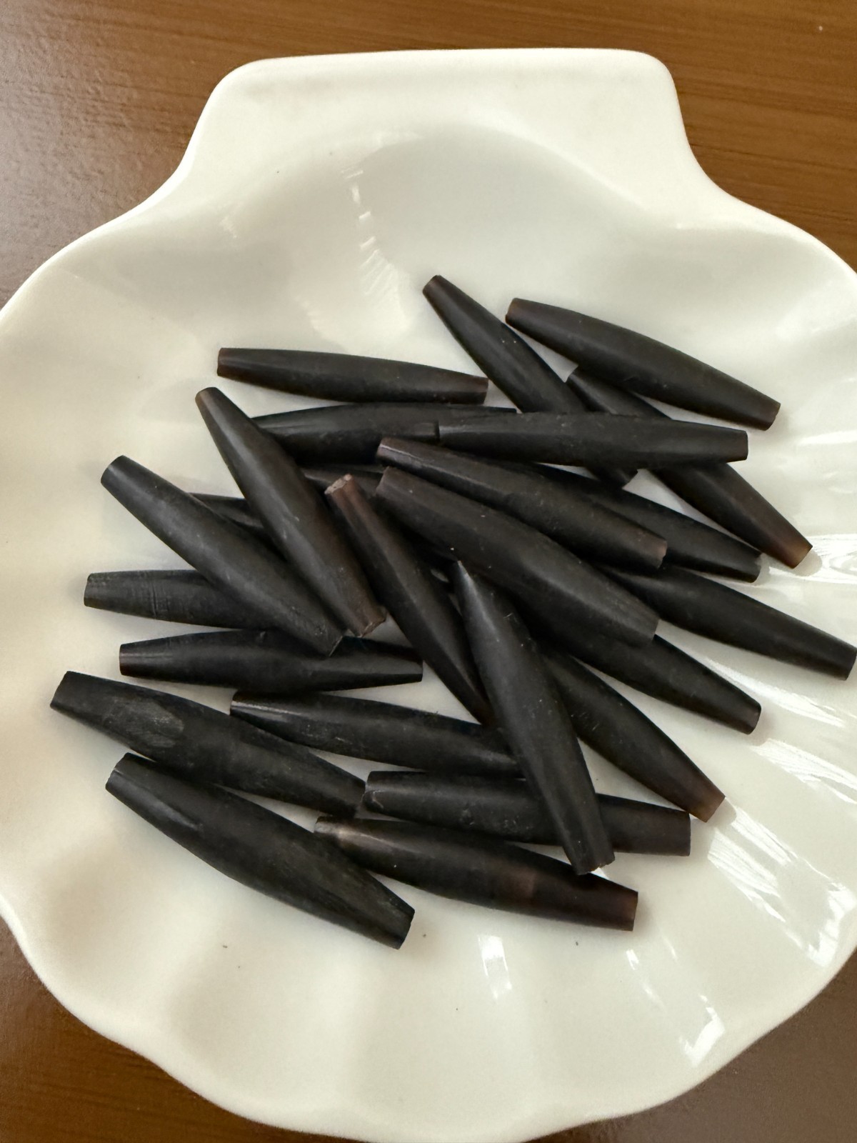 10 Beads Black Buffalo Bone Hair Pipe Tube Beads 1 1/2″