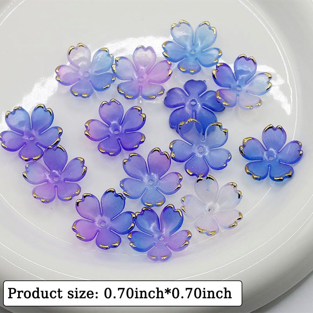 50Pcs Cherry Blossom Acrylic Flower Beads, Mini Floral Spacer Beads for Jewelry