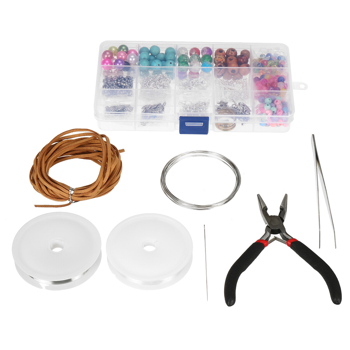 Starter Girls Kids DIY Bracelet Arts Craft Beads Jewellery Making Wire Plier Set