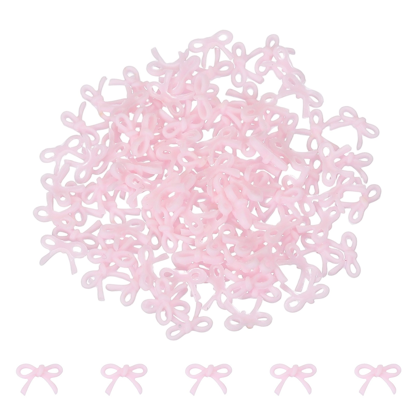 100Pcs 0.3″ Bow Nail Charms, Cute Resin Mini Bows Decorations , Pink