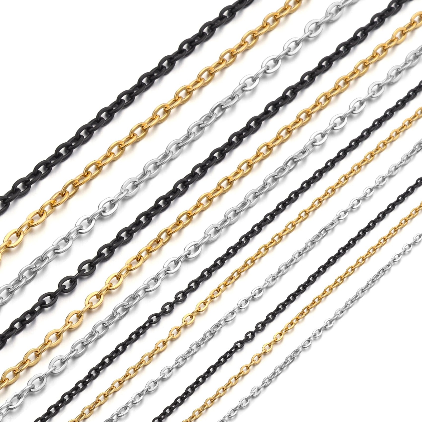 33Feet Stainless Steel Necklace Chains Cable Link Chains for Jewelry Making DIY