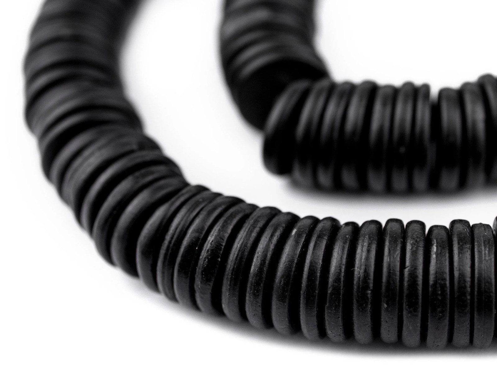Black Bone Button Beads 12mm Nepal Disk Large Hole 24 Inch Strand