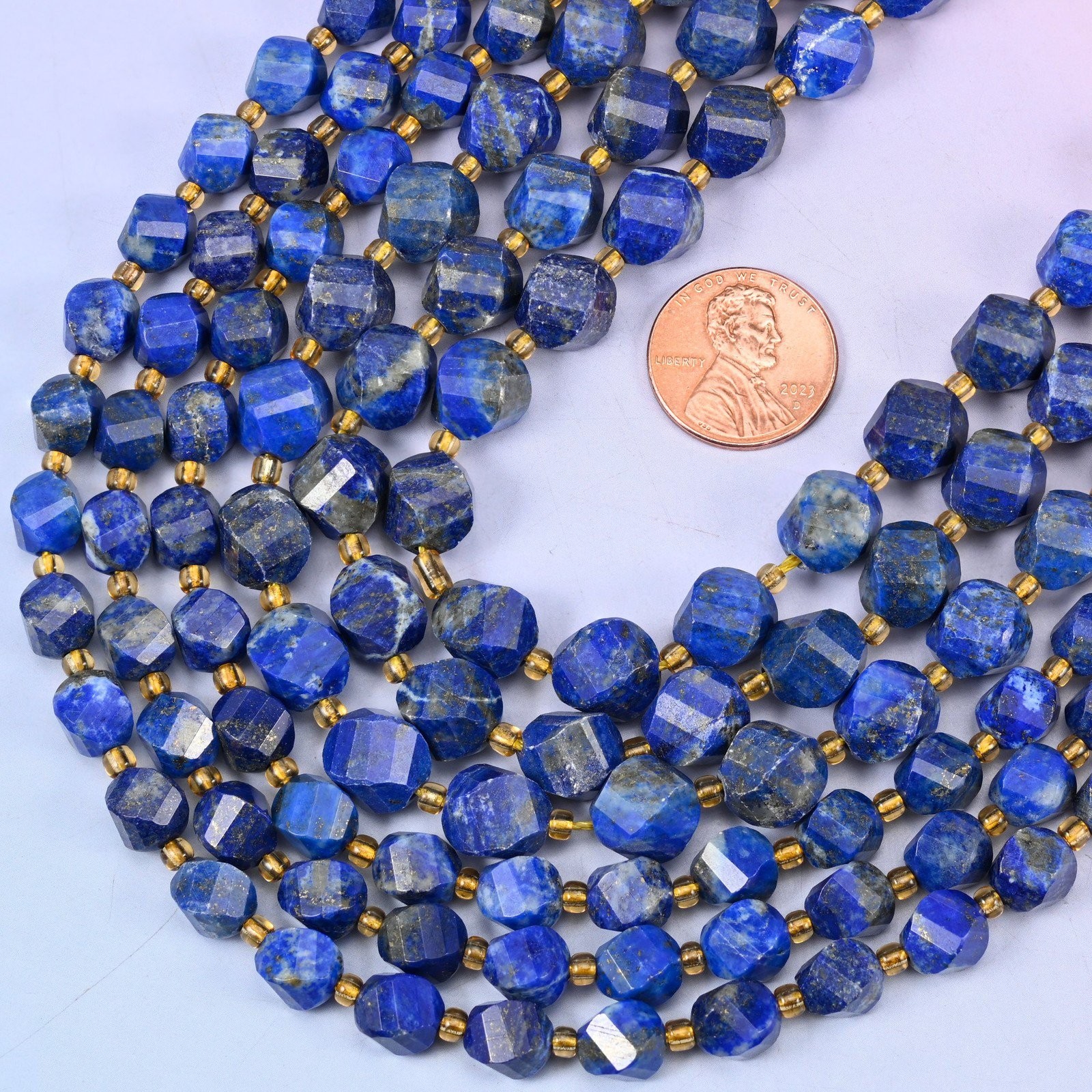 Lapis Lazuli Faceted Spiral Twist Beads: Size 8mm 10mm, Jewelry Making
