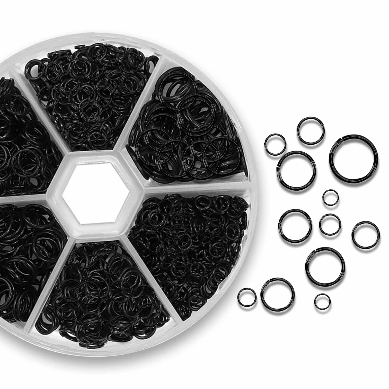 1100Pcs Open Jump Rings, Black Jump Rings Set 304 Stainless-Steel O Ring Connect