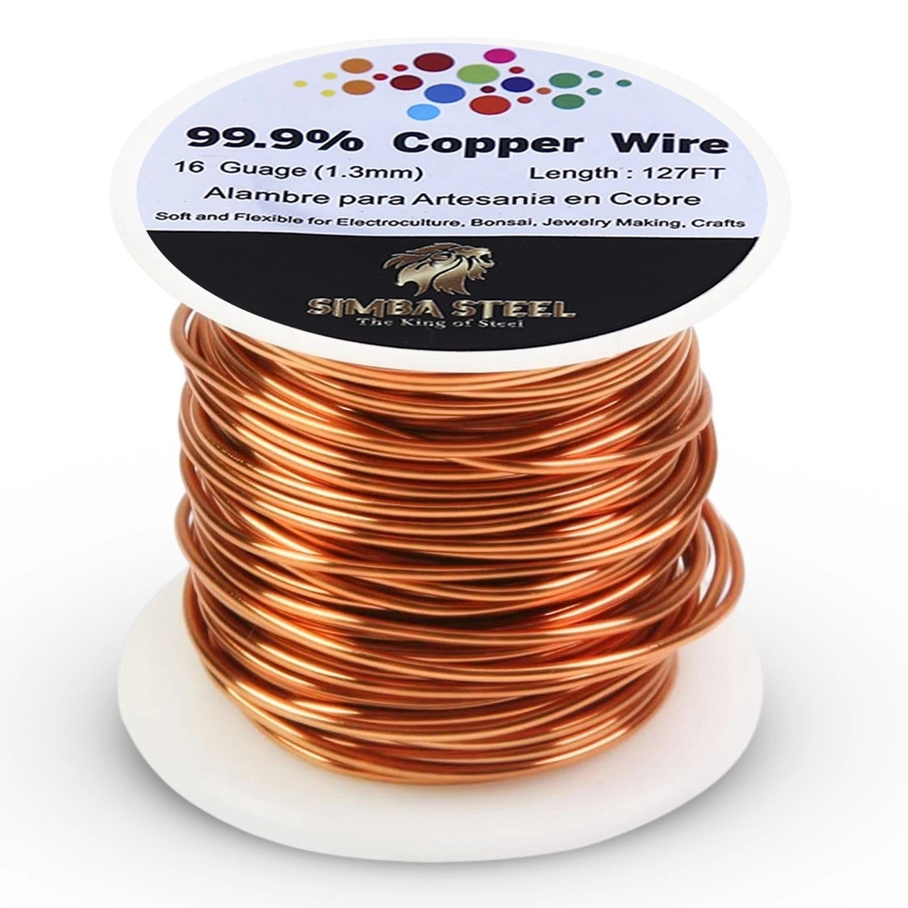 99.9% Pure Copper Wire 16 gauge x 127 FT (1.30mm x 38.7m) Jewelry, DIY, Craft