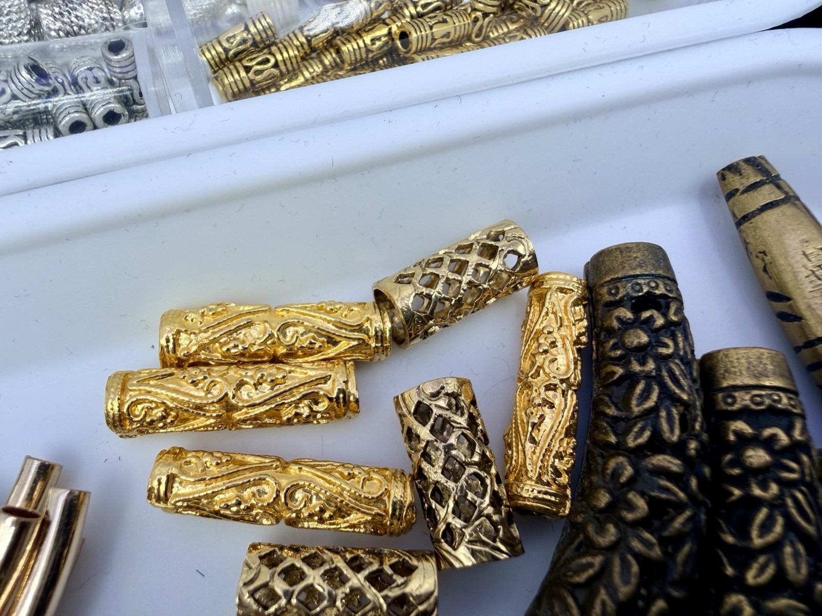 10 Oz Metal Tube Beads Gold Silver Bronze Spacers Curved Jewelry Bulk Findings