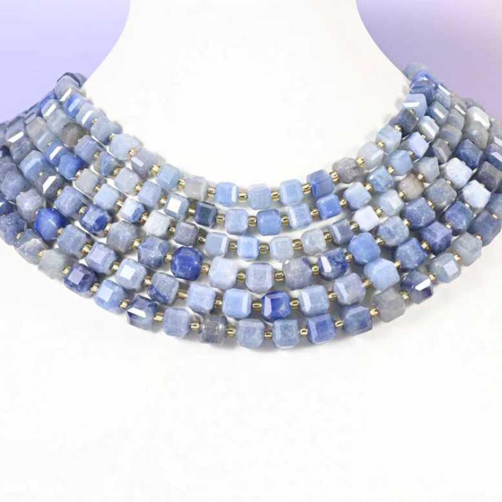 Blue Aventurine Faceted Cube Beads: Size 6mm 8mm, Jewelry Making, 15 inch Strand