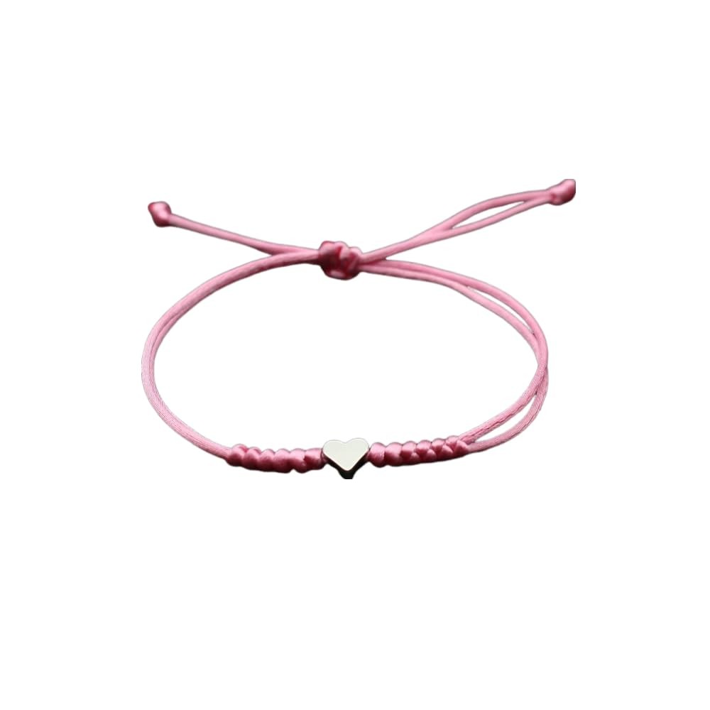 Pink Heart String Bracelet – Unisex, Adjustable 4″-9″, Modern Style, Heart Shape